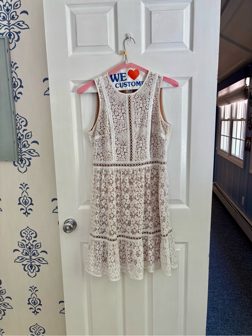 Michael Kors White Lace Sleeveless Fit-and-Flare Dress